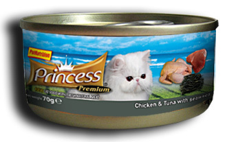 0182 2258 Tuna Chicken Seaweed 80g - Κονσέρβα γάτας Princess Premium Κοτόπουλο Τόνος Φύκι Φιλετάκια 70γρ