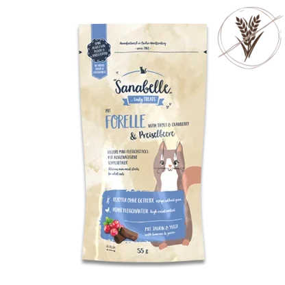 σνακ γατας πεστροφα και μουρα sanabelle snack cat forelle petopoleion