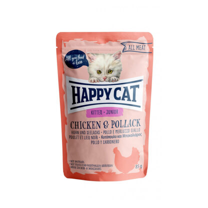 Happy Cat  ALL MEAT Kitten/Junior - Κοτόπουλο & Μπακαλιάρος 85gr