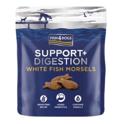 Fish4Dogs Treats - Support + Digestion - White Fish Morsels (225g) dog snack petopoleion