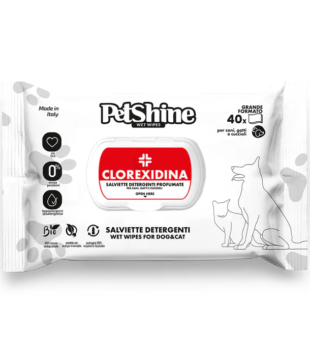 PetShine Υγρά Μαντηλάκια Καθαρισμού Clorexidine 40τμχ 1 PetShine Υγρά Μαντηλάκια Καθαρισμού Clorexidine 40τμχ