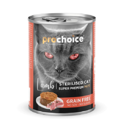 prochoice cat food cans grain free sterilised with lamb 400gr