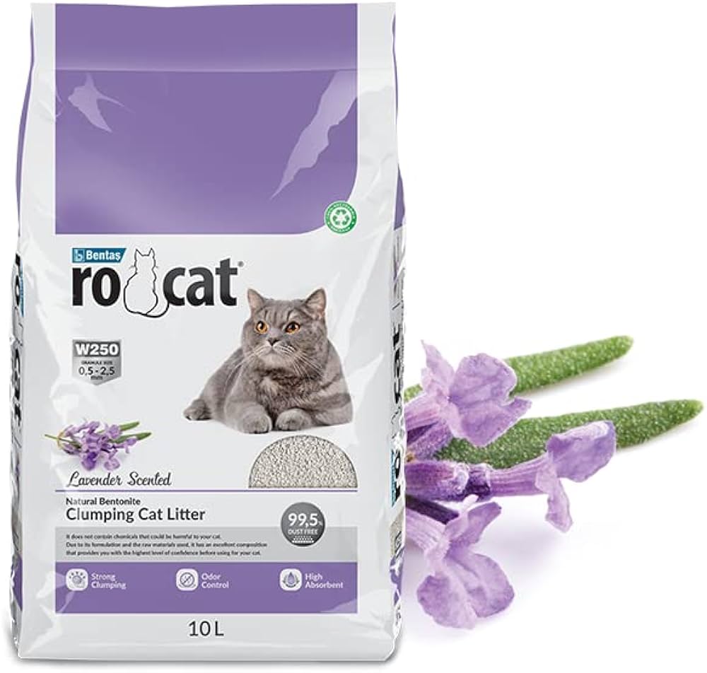 Rocat Natural Bentonite Clumping Cat Litter Lavender 10lt 1 rocat ammos gatas levanda