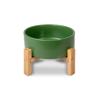 keramiko mpol bowl 400ml me bash bamboo green glee κεραμιικο μπωλ φαγητου και νερου με βαση μπαμπου