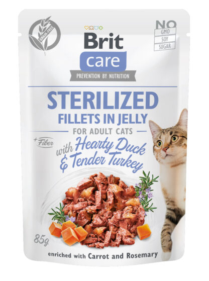 Brit Care® Cat Pouches Fillets In Jelly Duck & Turkey with Carrot & Rosemary 85g