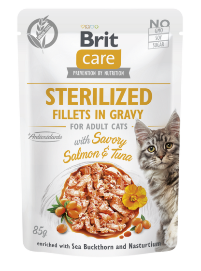 Brit Care® Cat Pouches Fillets In Gravy Sterilized Salmon & Tuna