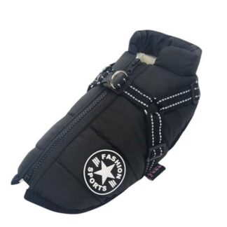 Μπουφάν σκύλου με σαμαράκι 2σε1 Μαύρο