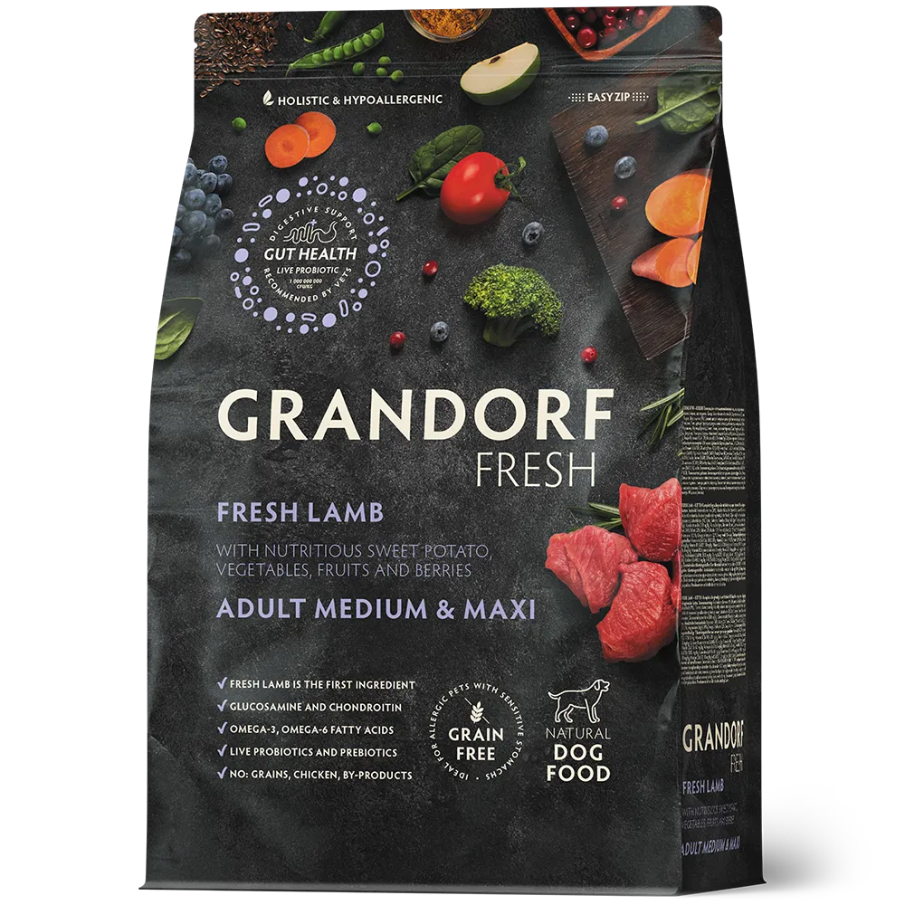 Grandorf Fresh Lamb Meat With Sweet Potato For Adult Medium And Maxi Breeds 3kg 1 grandorf fresh lamb dog