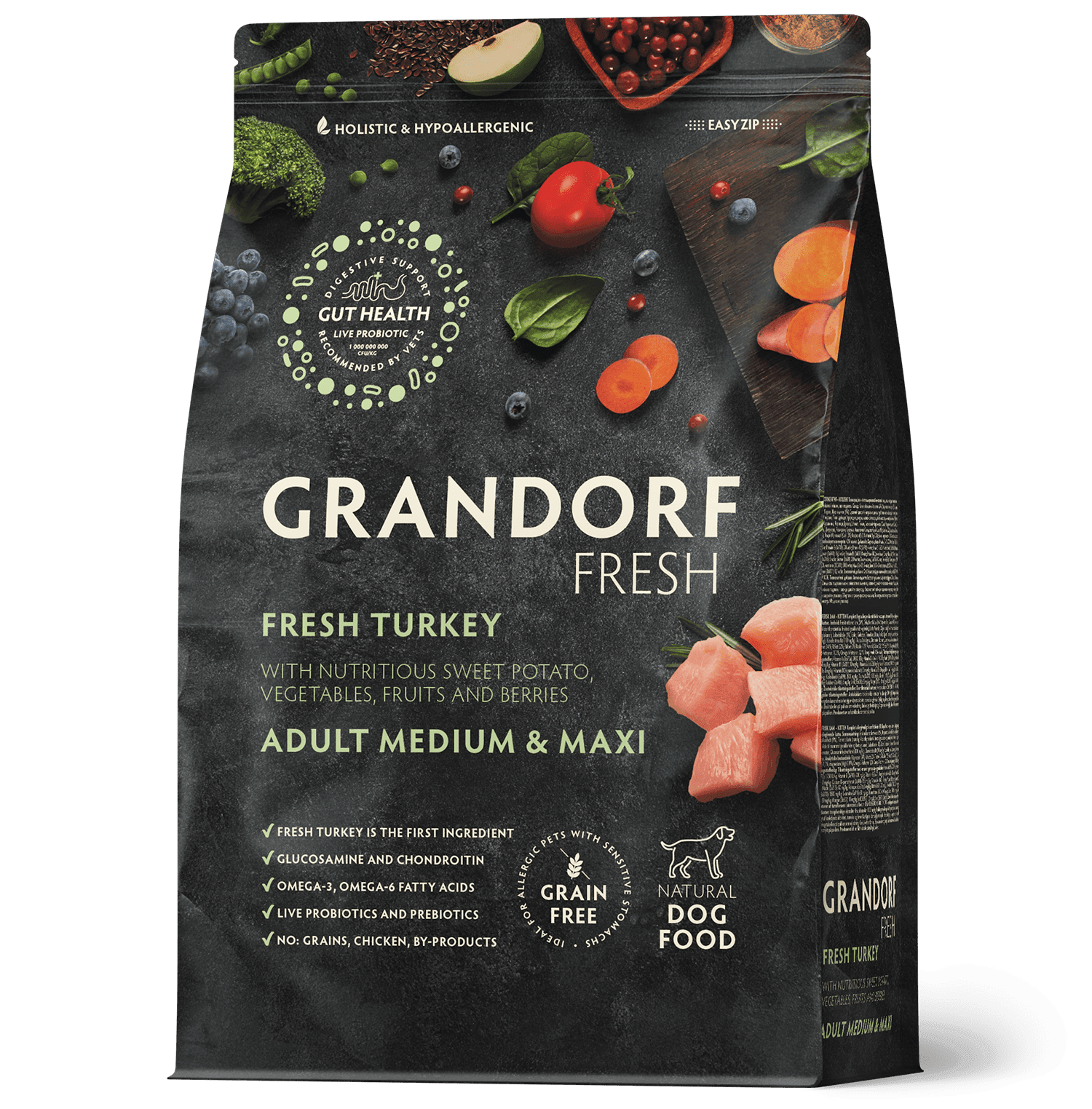 Grandorf Fresh Turkey Meat With Sweet Potato For Medium & Maxi Breeds 3kg 1 grandorf fresh turkey