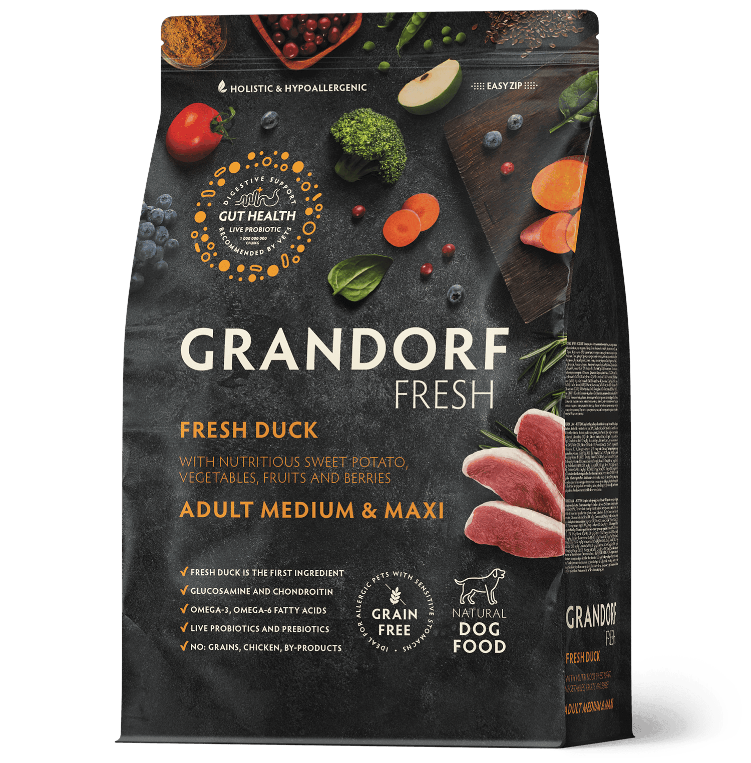 Grandorf Fresh Duck Meat With Sweet Potato For Medium & Maxi Breeds 3kg 1 grandorf fressh duck
