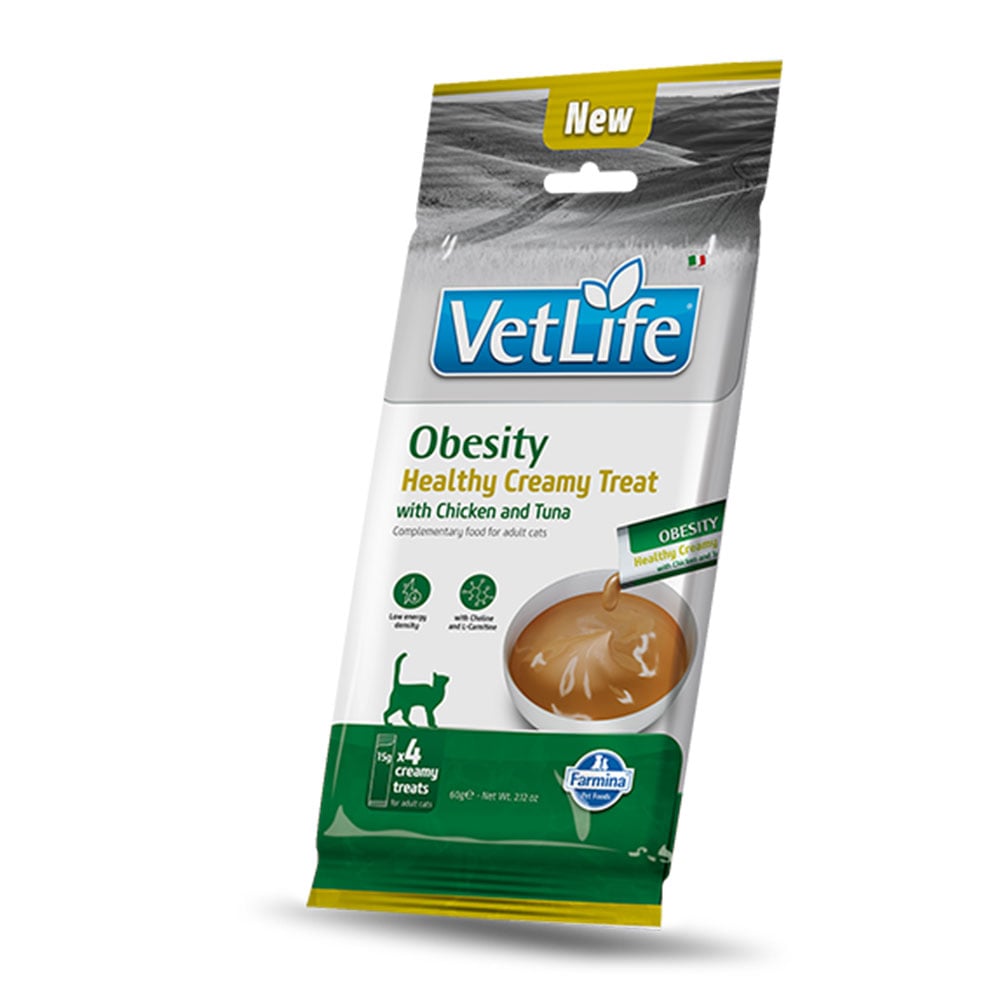 Vet Life Cat Obesity Creamy Treat with Chicken & Tuna 60gr 1 vet life creamy treat obesity