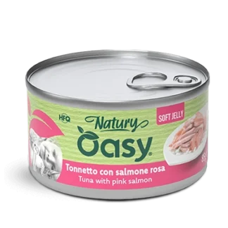 Oasy Natury Φιλέτο Τόνος με Ροζ Σολομό σε μαλακό ζελέ 85g