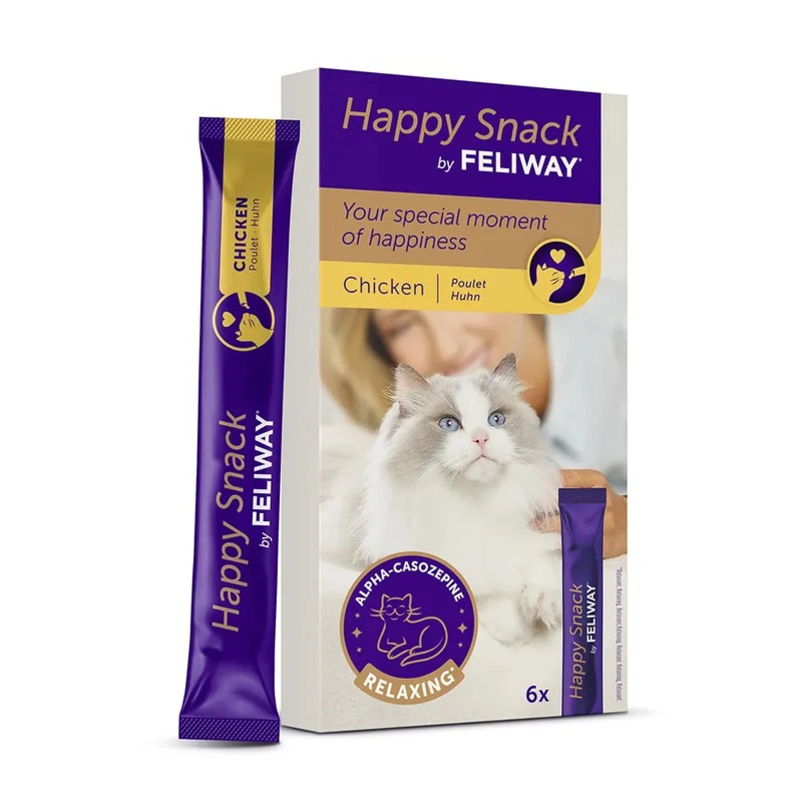 Feliway Λιχουδιά Κρέμα Γάτας Happy Snack Chicken 90gr (6x15gr) 1 feliway-lichoydia-gatas-happy-snack-chicken-90gr-6x15g