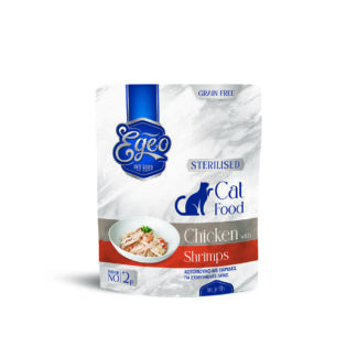 EGEO CAT ΦΙΛΕΤΟ Sterilized-2p Κοτόπουλο με Γαρίδα σε ζελέ 85g