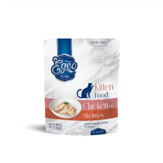 EGEO CAT ΦΙΛΕΤΟ Kitten No.7p Κοτόπουλο με Γαρίδα σε ζωμό 85g