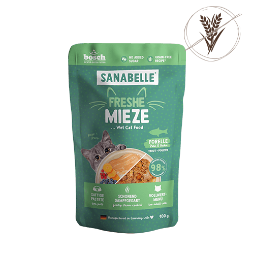 Sanabelle Freshe Mieze Υγρή Τροφή γάτας με Πέστροφα , Γαλοπούλα και Κοτόπουλο 100g 1 Sanabelle Freshe Mieze Υγρή Τροφή γάτας με Πέστροφα , Γαλοπούλα και Κοτόπουλο 100g