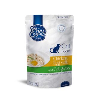 EGEO CAT MOUSSE Κοτόπουλο & Κρόκος Αυγού & Γρασίδι γάτας 85g
