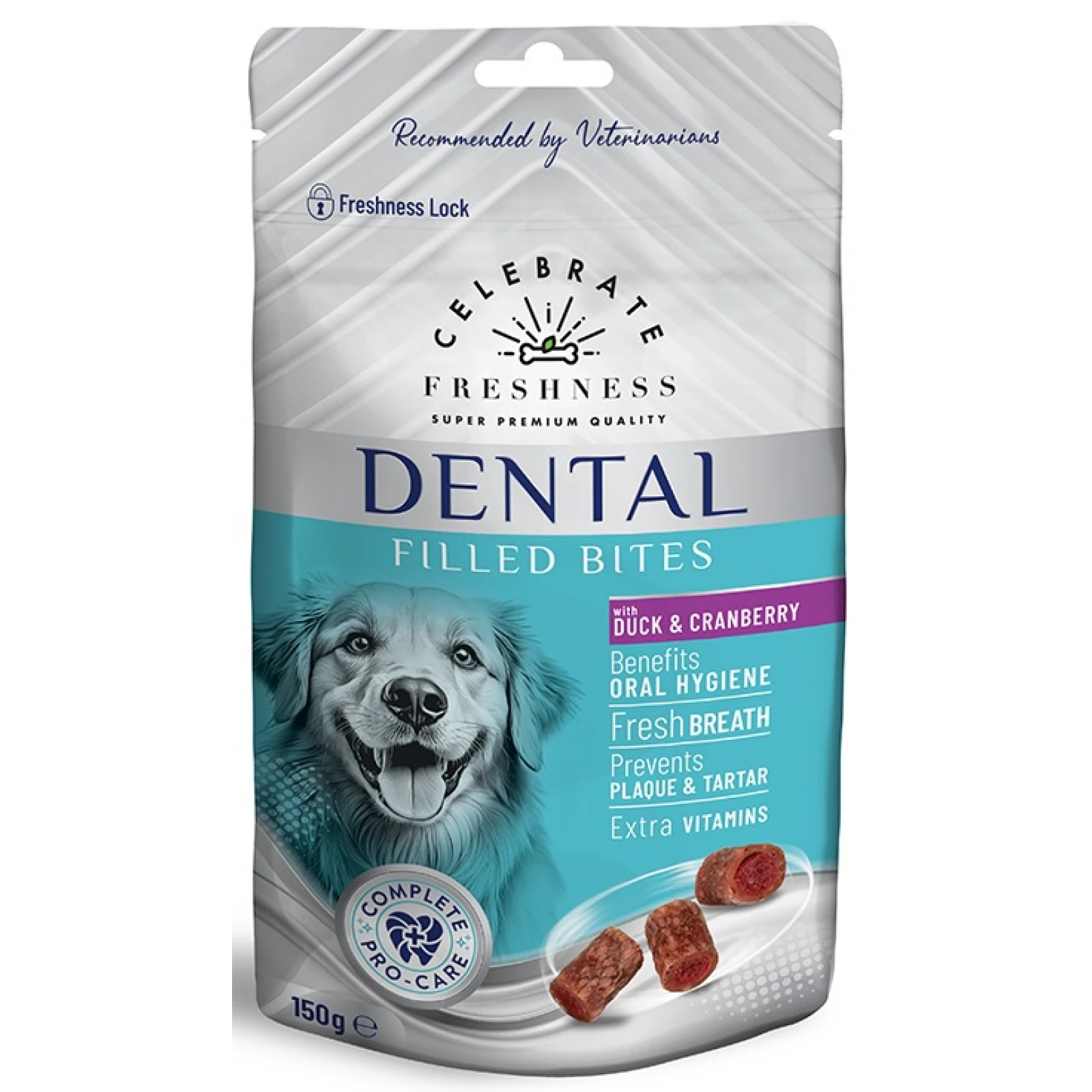 Λιχουδιές Celebrate Freshness Dental Filled Bites Duck & Cranberry 150gr 1 lichoydies-celeabrate-freshness-dental-filled-bites-duck-and-cranberry-150gr