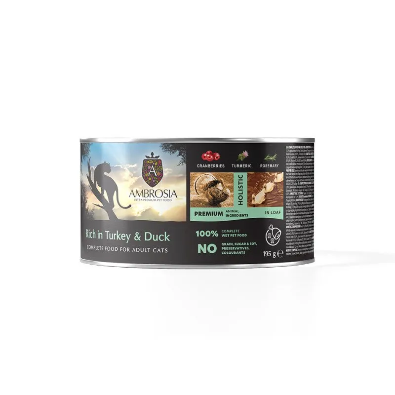 Ambrosia Wet Food Cat Turkey & Duck With Cranberries 195Gr 1 Ambrosia Wet Food Cat Turkey & Duck With Cranberries 195Gr