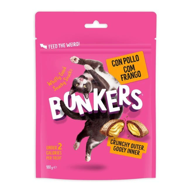 BONKERS CAT TREATS DRY PAW LICKIN CHICKEN 180g 1 bonkers snack gatas kotopoulo