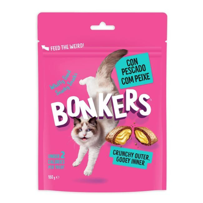 BONKERS CAT TREATS DRY SEAFOOD & EAT IT 180g 1 bonkers snack gatas seafood