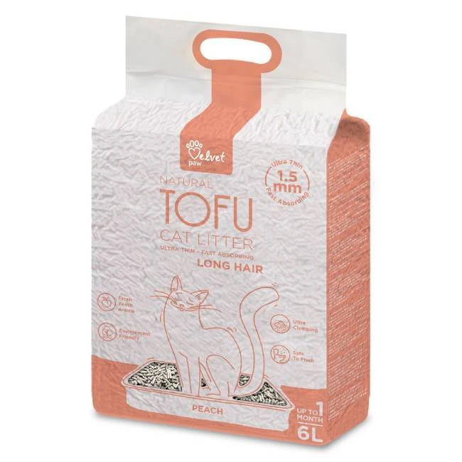 Άμμος Velvet Paw Tofu για Μακρύτριχες γάτες 6lt 1 tofu rodakino gatas