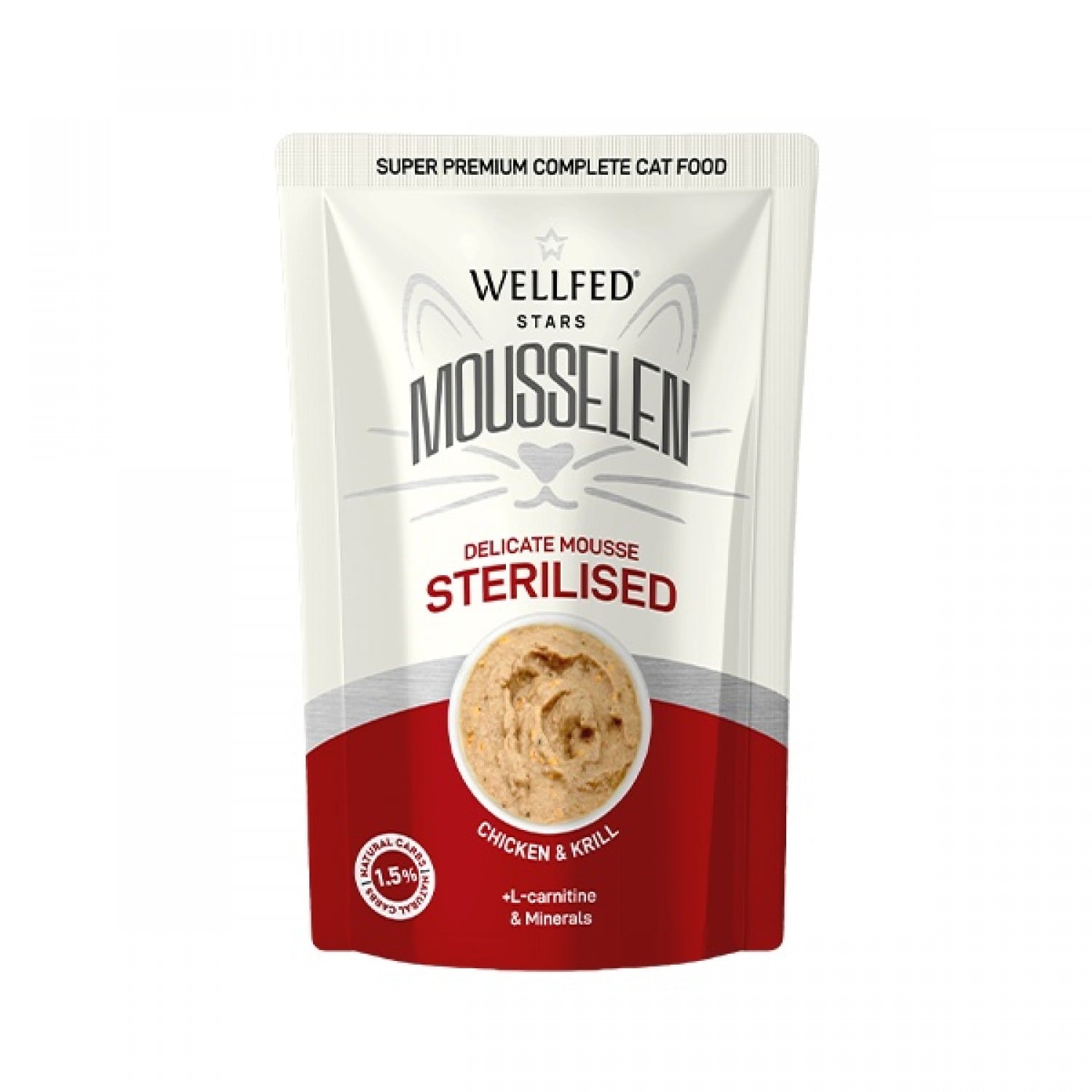 Wellfed Mousselen Sterilized Chicken & Krill 40gr 1 wellfed mousselen garida krill