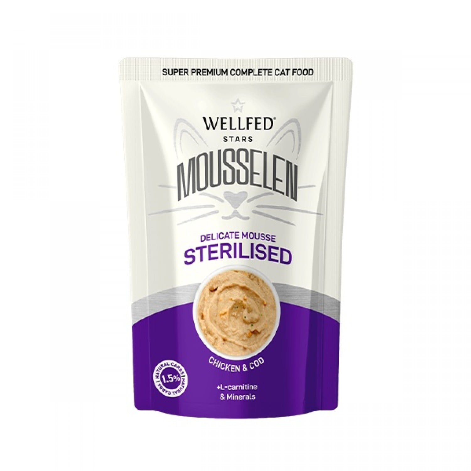 Wellfed Mousselen Sterilized Chicken & Cod 40gr 1 wellfed mousselen mpakaliaros
