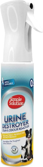 Simple Solution Urine Destroyer Stain and Odor Remover Spray για Καθαρισμό Ούρων Σκύλου & Γάτας 400ml 1 _simple_solution_destroyer_spray_gia_katharismo_ouron_skylou