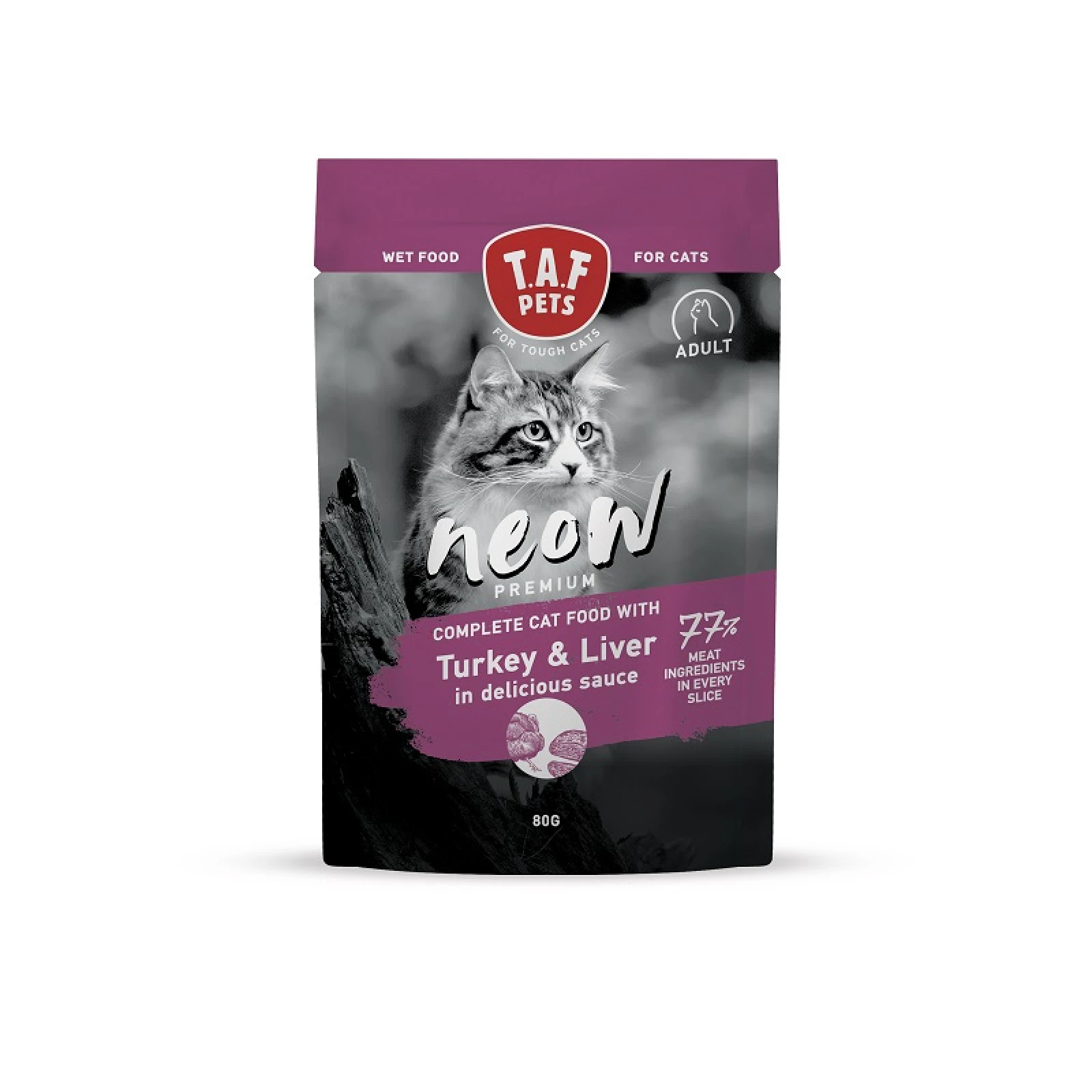 Υγρή Τροφή Γάτας Taf Neow Adult Cat Premium Wet Food Turkey & Liver Με Γαλοπούλα & Συκώτι 80gr 1 ygri-trofi-gatas-taf-neow-adult-cat-premium-wet-food-turkey-and-liver-me-galopoula-and-sykoti