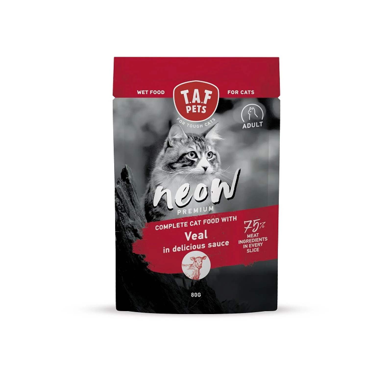 Υγρή Τροφή Γάτας Taf Neow Adult Cat Premium Wet Food Veal με Μοσχάρι 80gr 1 ygri-trofi-gatas-taf-neow-adult-cat-premium-wet-food-veal-me-moschari